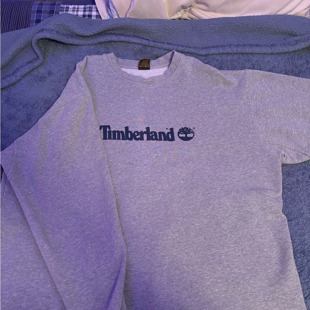 Timberland Blue Logo Gray Long Sleeve Tee